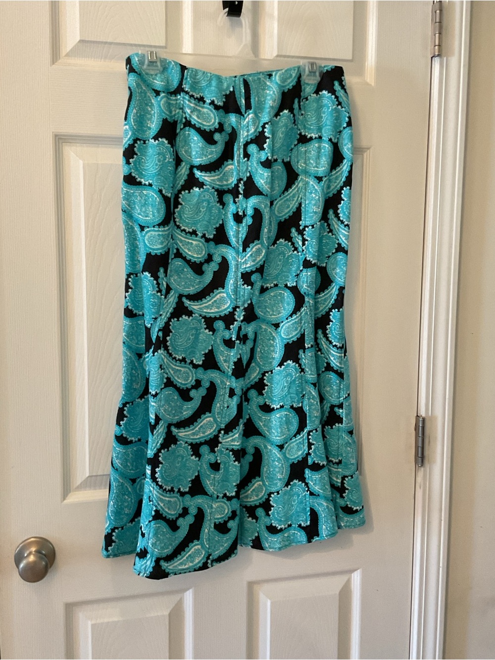 Kim Rogers NWT Womens Sz 8 Black w/White & Turquoise Maxi/Ankle Length Skirt